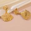 Wholesale Women's Light Luxury Geometric Stainless Steel Goldplated Shell Earrings