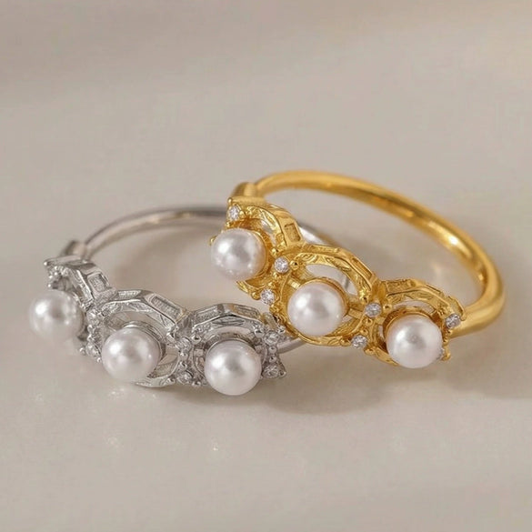 Wholesale Women's Light Luxury Geometric Stainless Steel 18K Gold Plated Adjustable Ring