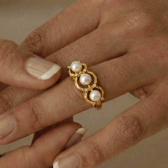 Wholesale Women's Light Luxury Geometric Stainless Steel 18K Gold Plated Adjustable Ring