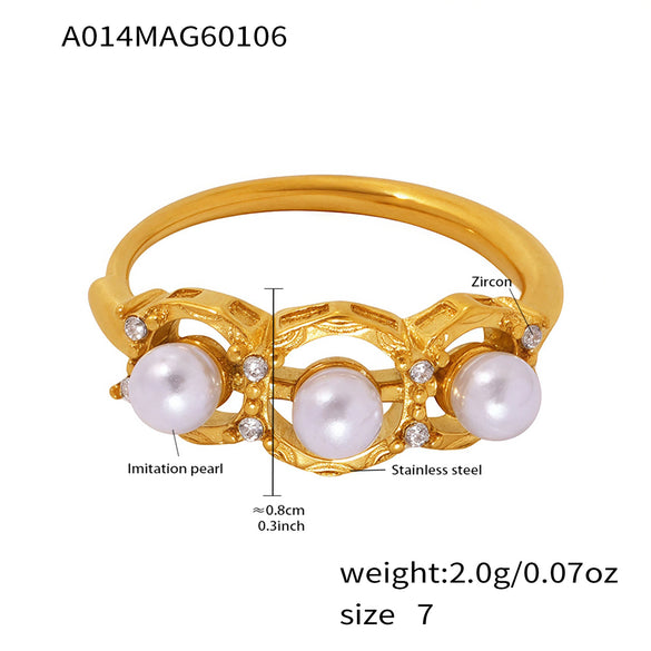 Wholesale Women's Light Luxury Geometric Stainless Steel 18K Gold Plated Adjustable Ring