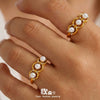 Wholesale Women's Light Luxury Geometric Stainless Steel 18K Gold Plated Adjustable Ring
