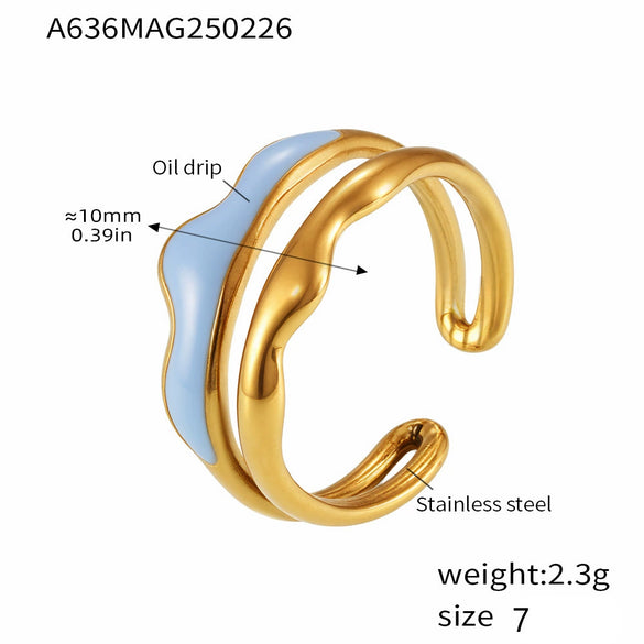 Wholesale Women's Light Luxury Geometric Stainless Steel 18K Gold Plated Ferris Wheel Ring