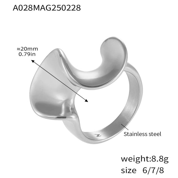 Wholesale Women's Light Luxury Geometric Stainless Steel 18K Gold Plated Ferris Wheel Ring