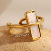 Wholesale Women's Light Luxury Geometric Stainless Steel 18K Gold Plated Open Ring Hand Jewelry