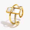 Wholesale Women's Light Luxury Geometric Stainless Steel 18K Gold Plated Open Ring Hand Jewelry