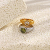 Wholesale Women's Light Luxury Geometric Stainless Steel 18K Gold Plated Ring Hand Jewelry