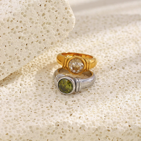 Wholesale Women's Light Luxury Geometric Stainless Steel 18K Gold Plated Ring Hand Jewelry