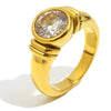 Wholesale Women's Light Luxury Geometric Stainless Steel 18K Gold Plated Ring Hand Jewelry