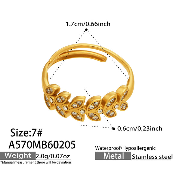 Wholesale Women's Light Luxury Geometric Stainless Steel 18K Gold Plated Ring Set Accessories