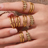 Wholesale Women's Light Luxury Geometric Stainless Steel 18K Gold Plated Ring Set Accessories
