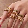 Wholesale Women's Light Luxury Geometric Stainless Steel 18K Gold Plated Ring Set Accessories