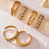 Wholesale Women's Light Luxury Geometric Stainless Steel 18K Gold Plated Ring Set Accessories