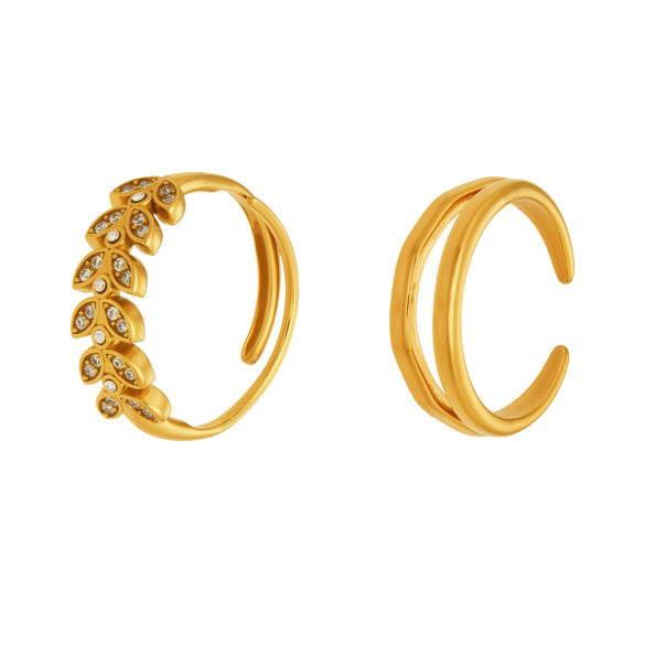 Wholesale Women's Light Luxury Geometric Stainless Steel 18K Gold Plated Ring Set Accessories