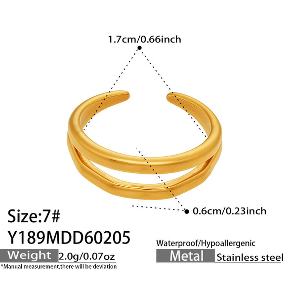 Wholesale Women's Light Luxury Geometric Stainless Steel 18K Gold Plated Ring Set Accessories
