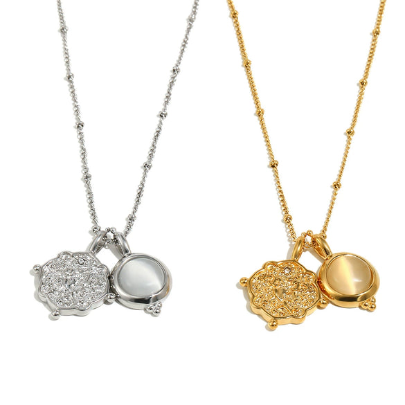 Wholesale Women's Light Luxury Geometric Stainless Steel 18K Goldplated Pendant Necklace