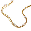 Wholesale Women's Light Luxury Geometric Stainless Steel 18K Goldplated Snake Chain Necklace With Minimalist Elegant Pendant