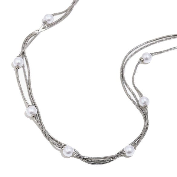 Wholesale Women's Light Luxury Geometric Stainless Steel 18K Goldplated Snake Chain Necklace With Minimalist Elegant Pendant