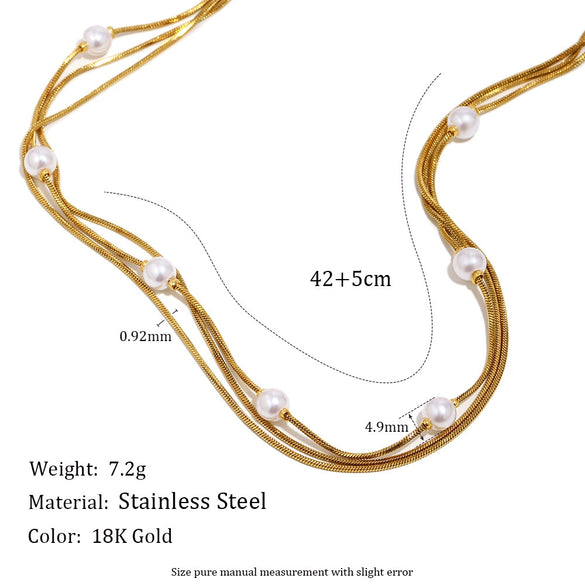 Wholesale Women's Light Luxury Geometric Stainless Steel 18K Goldplated Snake Chain Necklace With Minimalist Elegant Pendant