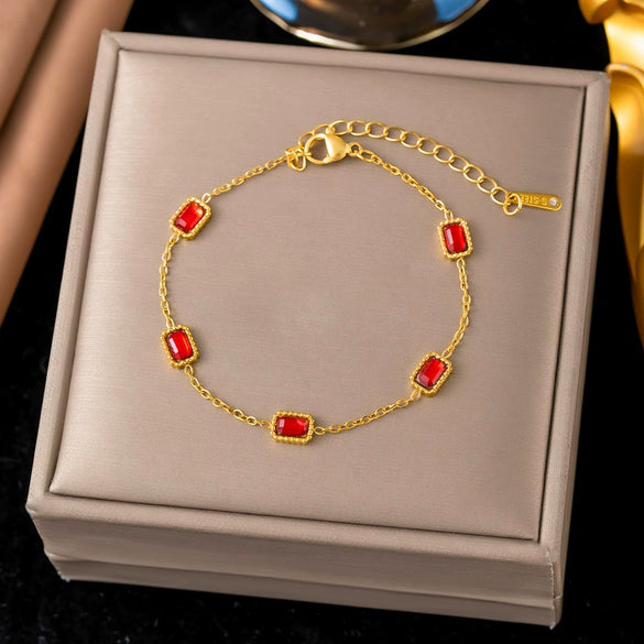 Wholesale Women's Light Luxury Geometric Stainless Steel 18K Real Gold Plated Bracelets