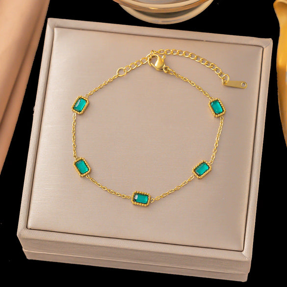Wholesale Women's Light Luxury Geometric Stainless Steel 18K Real Gold Plated Bracelets