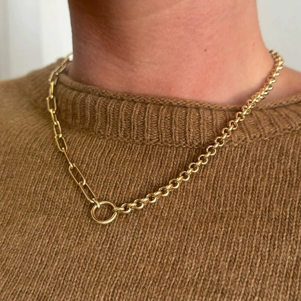 Wholesale Women's Light Luxury Geometric Stainless Steel Necklace With Vacuum Plating In Furnace And Round Spring Buckle