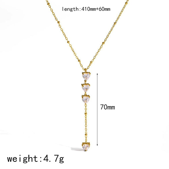 Wholesale Women's Light Luxury Geometric Stainless Steel Necklace With Vacuum Real Gold Plating In Pvd Furnace Oshaped Chain