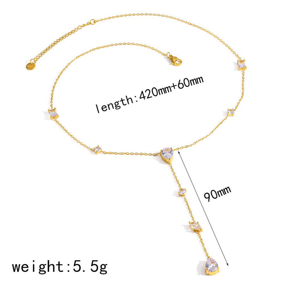 Wholesale Women's Light Luxury Geometric Stainless Steel Necklace With Vacuum Real Gold Plating In Pvd Furnace Oshaped Chain