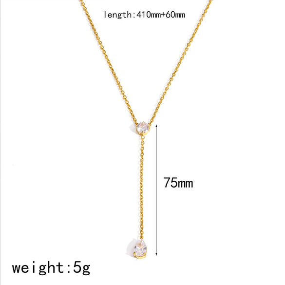 Wholesale Women's Light Luxury Geometric Stainless Steel Necklace With Vacuum Real Gold Plating In Pvd Furnace Oshaped Chain
