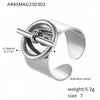 Wholesale Women's Light Luxury Geometric Stainless Steel Open Wide Face Buckle Ring With 18K Gold Plated Electroplating
