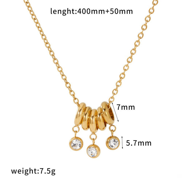 Wholesale Women's Light Luxury Geometric Stainless Steel Oshaped Chain Necklace With Diamonds And Zircon Vacuum Real Gold Plated