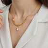 Wholesale Women's Light Luxury Geometric Stainless Steel Oshaped Chain Necklace With Diamonds And Zircon Vacuum Real Gold Plated