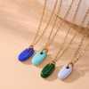 Wholesale Women's Light Luxury Geometric Stainless Steel Oval Pendant Necklace With Electroplating And Colorretaining Glaze
