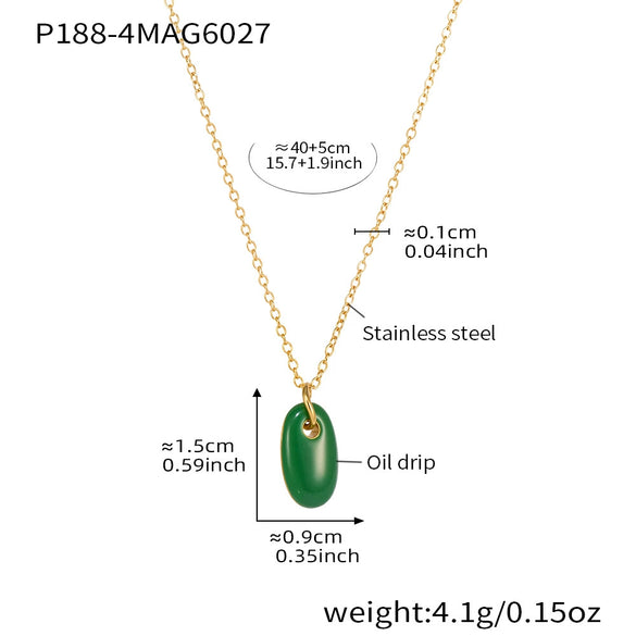 Wholesale Women's Light Luxury Geometric Stainless Steel Oval Pendant Necklace With Electroplating And Colorretaining Glaze