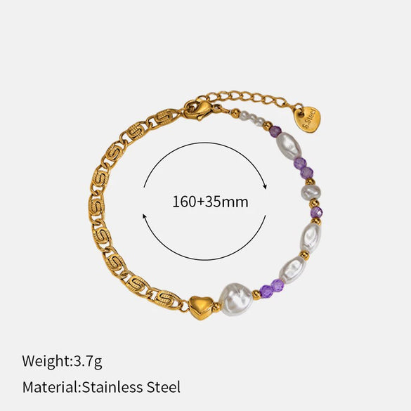 Wholesale Women's Light Luxury Geometric Stainless Steel Pearl Necklace With Polished Plating