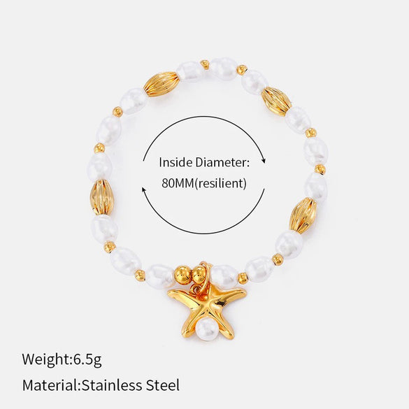 Wholesale Women's Light Luxury Geometric Stainless Steel Pearl Necklace With Polished Plating