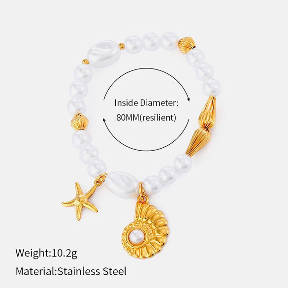 Wholesale Women's Light Luxury Geometric Stainless Steel Pearl Necklace With Polished Plating