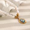Wholesale Women's Light Luxury Geometric Stainless Steel Pvd Furnace Vacuum Real Gold Plated Freshwater Pearl String Necklace