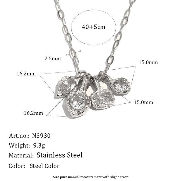 Wholesale Women's Light Luxury Geometric Stainless Steel Pvd Furnace Vacuum Real Gold Plated Hammered Texture Necklace Pendant