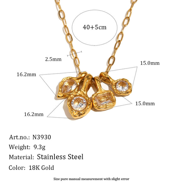 Wholesale Women's Light Luxury Geometric Stainless Steel Pvd Furnace Vacuum Real Gold Plated Hammered Texture Necklace Pendant