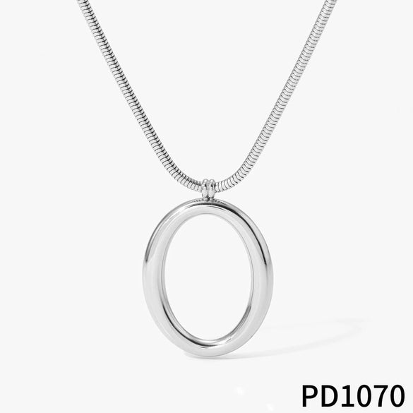 Wholesale Women's Light Luxury Geometric Stainless Steel Pvd Furnace Vacuum Real Gold Plated Pendant Necklace