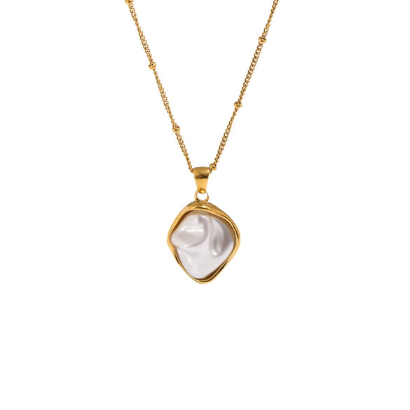 Wholesale Women's Light Luxury Geometric Stainless Steel Pvd Furnace Vacuum Real Gold Plated Ring And Necklace