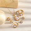Wholesale Women's Light Luxury Geometric Stainless Steel Pvd Furnace Vacuum Real Gold Plated Ring And Necklace