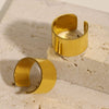 Wholesale Women's Light Luxury Geometric Stainless Steel Pvd Plated 18K Real Gold Ferris Wheel Wide Version Glossy Open Ring