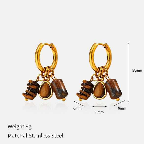 Wholesale Women's Light Luxury Geometric Stainless Steel Real Gold Plated Earrings