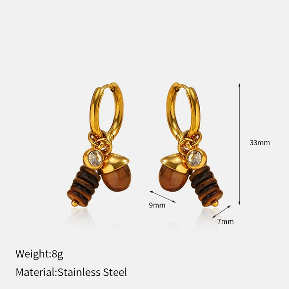 Wholesale Women's Light Luxury Geometric Stainless Steel Real Gold Plated Earrings