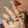 Wholesale Women's Light Luxury Geometric Stainless Steel Ring Set With Glass Stones And Electroplating Design