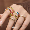 Wholesale Women's Light Luxury Geometric Stainless Steel Ring Set With 18K Real Gold Plating