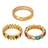 Wholesale Women's Light Luxury Geometric Stainless Steel Ring Set With 18K Real Gold Plating