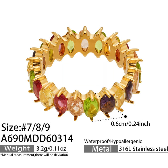 Wholesale Women's Light Luxury Geometric Stainless Steel Ring Set With 18K Real Gold Plating