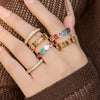 Wholesale Women's Light Luxury Geometric Stainless Steel Ring Set With 18K Real Gold Plating